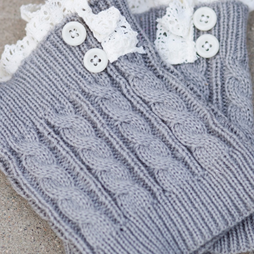 Lace Button Boot Cuffs Boot Toppers Many Colors - Picture 4 of 4